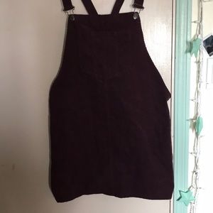 Velvet maroon overall dress